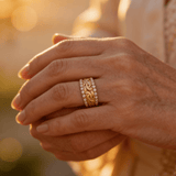 Gold Braided Crystal Band Ring