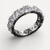 Vintage Silver Triangular Eternity Stone Ring