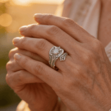 Adjustable White Opal Spoon Ring