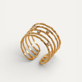 Gold Sparkle Wide Cuff Ring