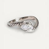 Vintage Silver Wave Cubic Zirconia Ring