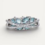 Silver Cross and Blue Gemstone Ring