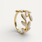 Alloy Mother-of-Pearl Leaf Ring