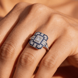Vintage Silver Blue Sparkle Ring