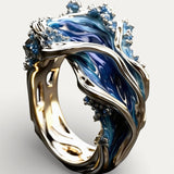 Vintage Golden Ocean Wavy Ring