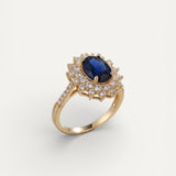 Sparkling Dark Blue Cubic Zirconia Ring