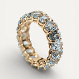 Vintage Gold Blue Glass Inlay Ring