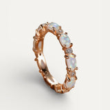 Platinum Heart Opal and Diamond Ring