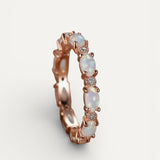 Platinum Heart Opal and Diamond Ring