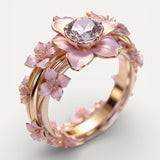 Exotic Pink Flower Crystal Ring
