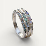 Vintage Layered Silver Blue Stone Ring