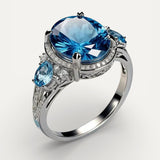 Vintage Silver Blue Crystal Ring