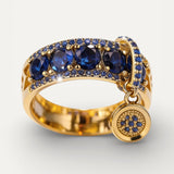 Antique Gold Blue Crystal Ring