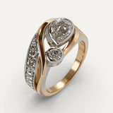 Vintage Irregular Gold and Silver Cubic Zirconia Ring