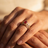 Layered Gold Red Sparkle Ring