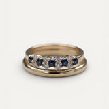 Elegant Vintage Blue Cubic Zirconia Ring Set