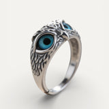 Adjustable Silver Lucky Owl Opal Ring