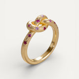 Vintage Gold Celestial Knot Pink Ring
