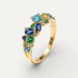 Vintage Gold Multicoloured Gemstone Ring