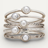 Vintage Silver Pearl Inlay Ring