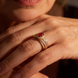 Layered Gold Red Sparkle Ring