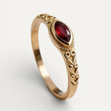 Vintage Gold Red Crystal Ring