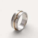 Vintage Silver Cubic Zirconia and Gold Thread Ring
