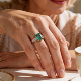 Gold Sparkling Green Stone Ring