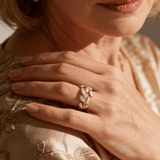 Alloy Mother-of-Pearl Leaf Ring