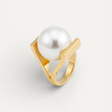 Vintage Gold Pearl Inlay Ring