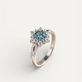Turquoise Crystal Flower Ring
