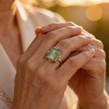 French Retro Square Crystal Ring