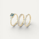 Vintage Blue Crystal Ring Set