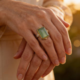 French Retro Square Crystal Ring