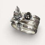 Vintage Layered Silver Flower Ring