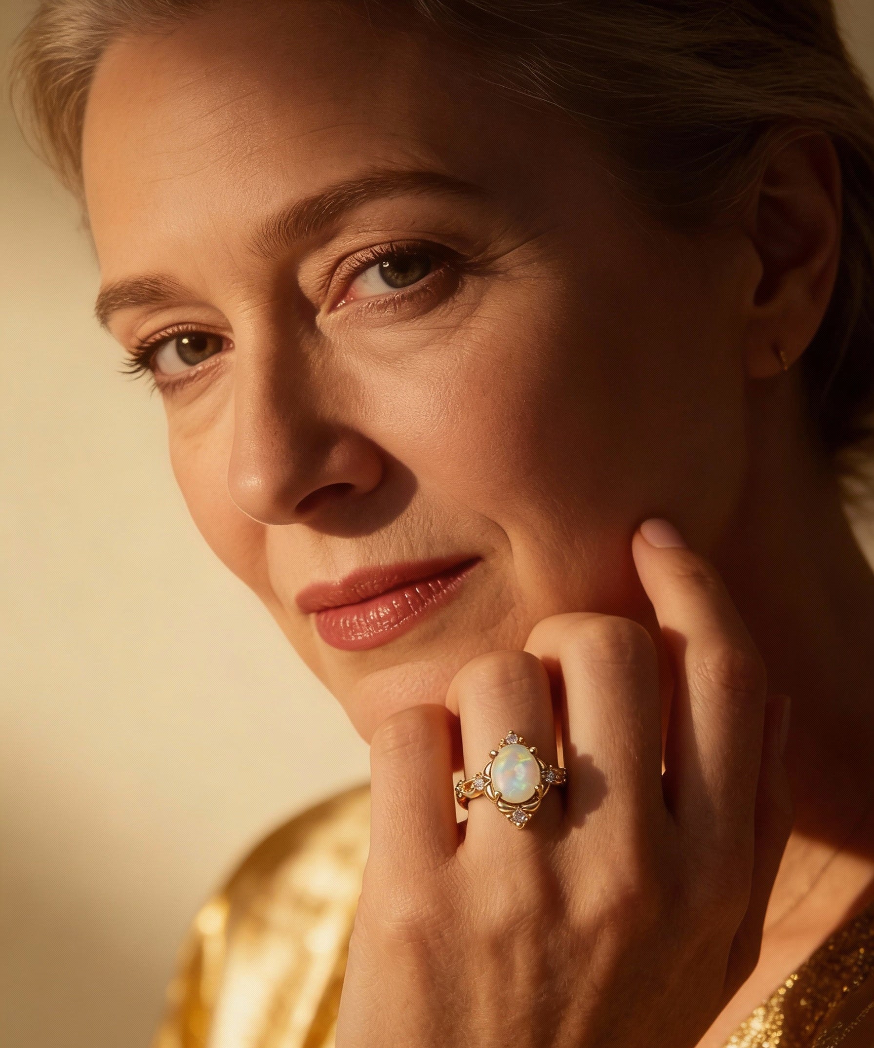 Handcrafted Gold Opal Gemstone Ring