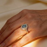 Timeless Adjustable Vintage White Silver and Aquamarine Ring