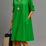 Sabina™ | Vestido Midi Verde Esmeralda