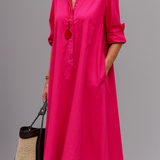 Maravillas™ | Vestido Midi Rosa Fucsia