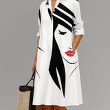 Honorata™ | Vestido Midi Blanco con Rayas