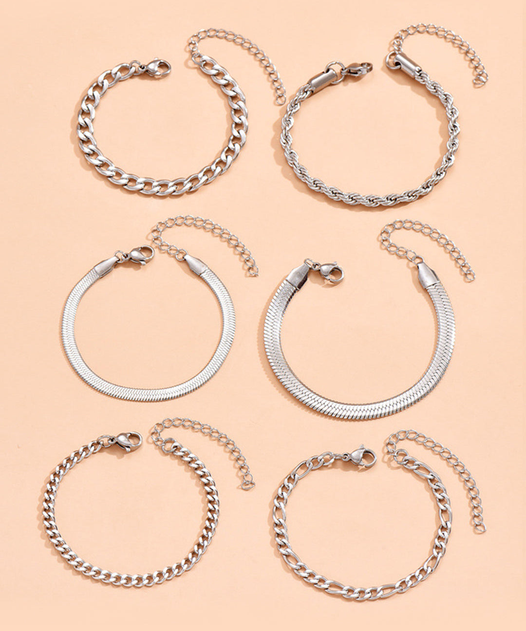 Conjunto de Pulseras de Cadena Cubana de 6 Piezas
