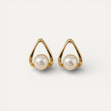 Elegant Hollow Triangle Pearl Earrings