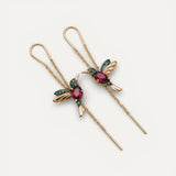 Enamel Hummingbird and Cubic Zirconia Earrings