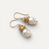 Vintage Gold Wire Pearl Earrings