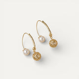 Vintage Gold Pearl Drop Earrings