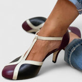 Pastora™ | Sandalia de Tacón Bicolor con Tira en T