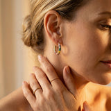 Elegant Gold Multicoloured Enamel Earrings