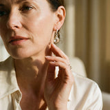 Vintage Gold White Glass Earrings