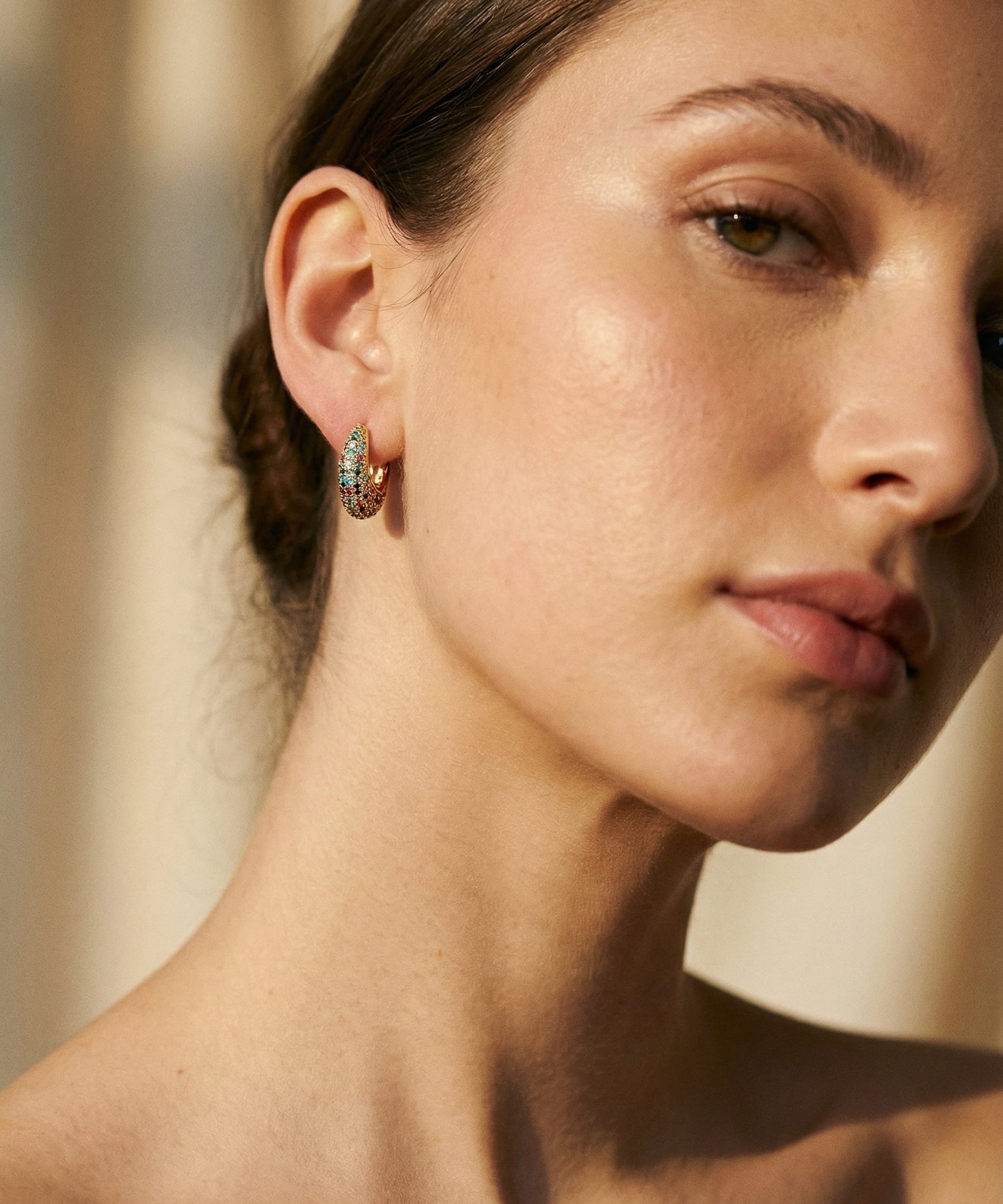 Elegant Colourful Earrings with Inlaid Crystals