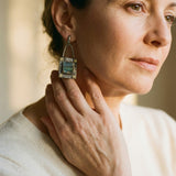 "Antique" Blue and Green Crystal Earrings